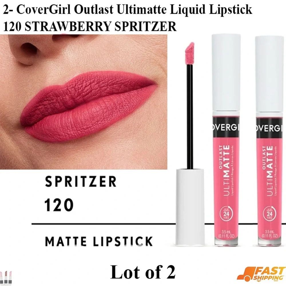 2pk: COVERGIRL Outlast Ultimate Matte Liquid Lipstick - Spritzer (Pink)